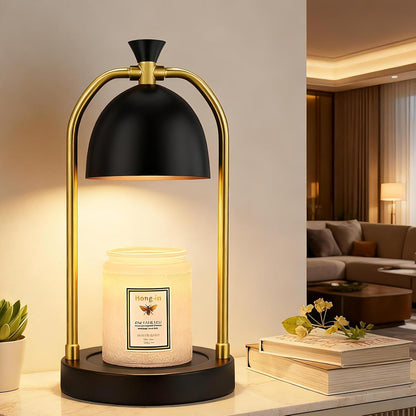 Hong-in Candle Warmer Lamp - with Timer & Dimmer, Modern Home Decor House Warming Gifts Wax Melt Warmer for Jar Candles, Cozy Birthday Gift for Women Mom (Black)