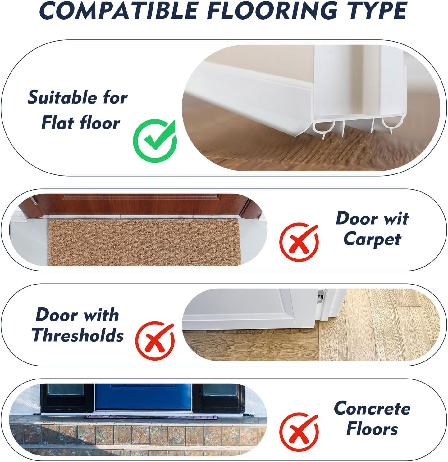 Lineshading 2 Sets Door Sweep Plastic PVC 1 3/4" x 36" Slide on Bottom Exterior Door Seal Strip for Weather Stripping Draft Stopper (Black)