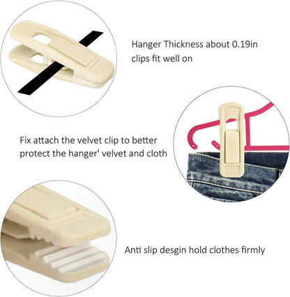 Tinfol Velvet Hanger Clips, 24 Pack Black Pants Hangers Clips, Large Opening Clothes Pin, Strong Finger Flocked Clip Perfect for Use with Slim-line Clothes Velvet Hanger