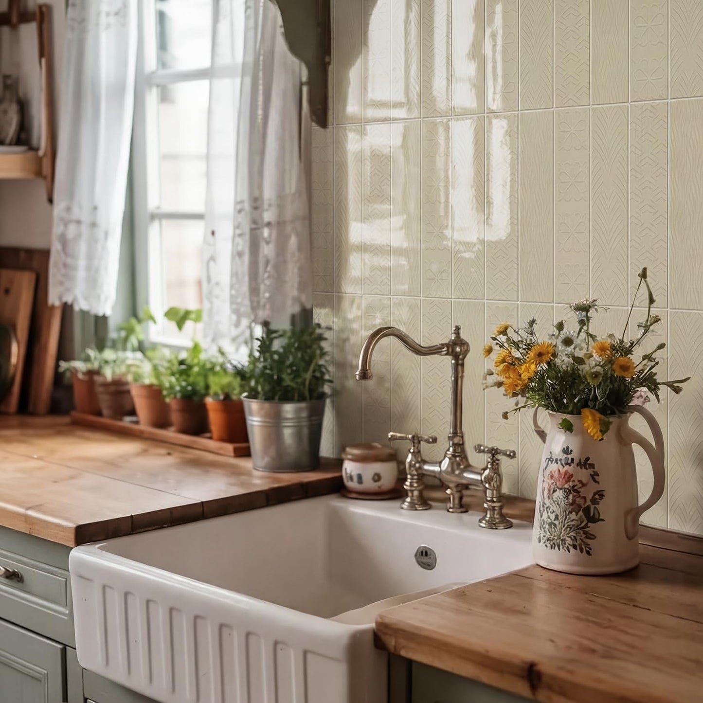 Alwayspon 10 Sheets 12x12inch Beige 3D Vinyl Backsplash Tiles, Self-Adhesive Peel and Stick Wall Tile Stickers Stick on Subway Tiles for Kitchen Bathroom Wall