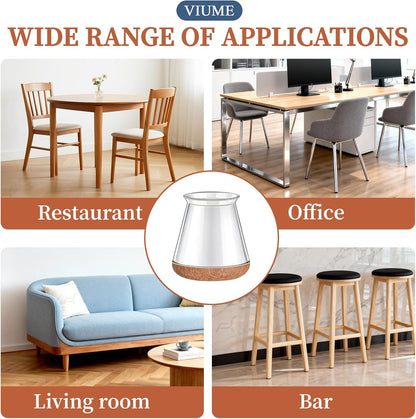 VIUME 24 Pcs Chair Leg Floor Protectors for Hardwood Floors Silicone Covers Felt Pads Furniture Leg Caps Anti-Scratch Reduce Noise Fit (1-5/16" to 2")