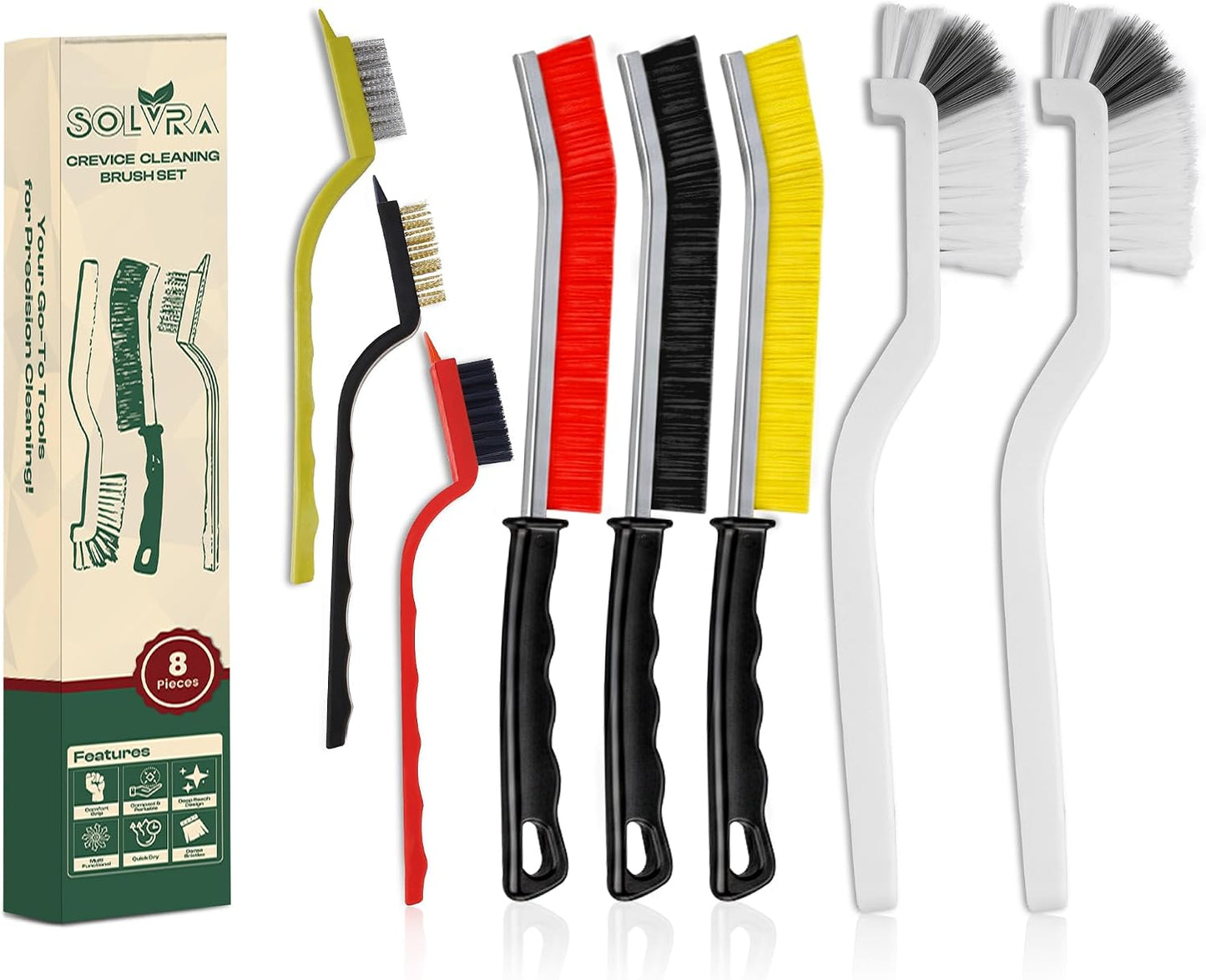 14 Pcs Crevice Cleaning Brush Set – Hard Bristle Cleaning Tools for Grout, Tile Floors, Gaps & Narrow Spaces – Multi-Purpose Grout Scrub Brush for Cleaning Bathroom, Shower, Window Tracks, Kitchen