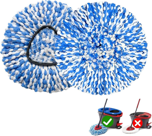 4 Pack Mop Replace Heads Compatible for OCeda, Spin Mop Refill Head Replacement for RinseClean 2-Tank System - Fluffy Microfiber, Machine Washable and Easy to Replace
