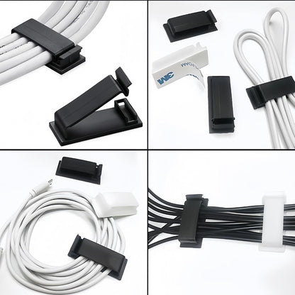 50packs Self Adhesive Cable Management Clips,32.5mm/1.28in Black Durable Wire Organizers Cord Holder for TV, PC, Laptop, Ethernet, Desktop, Home, and Office