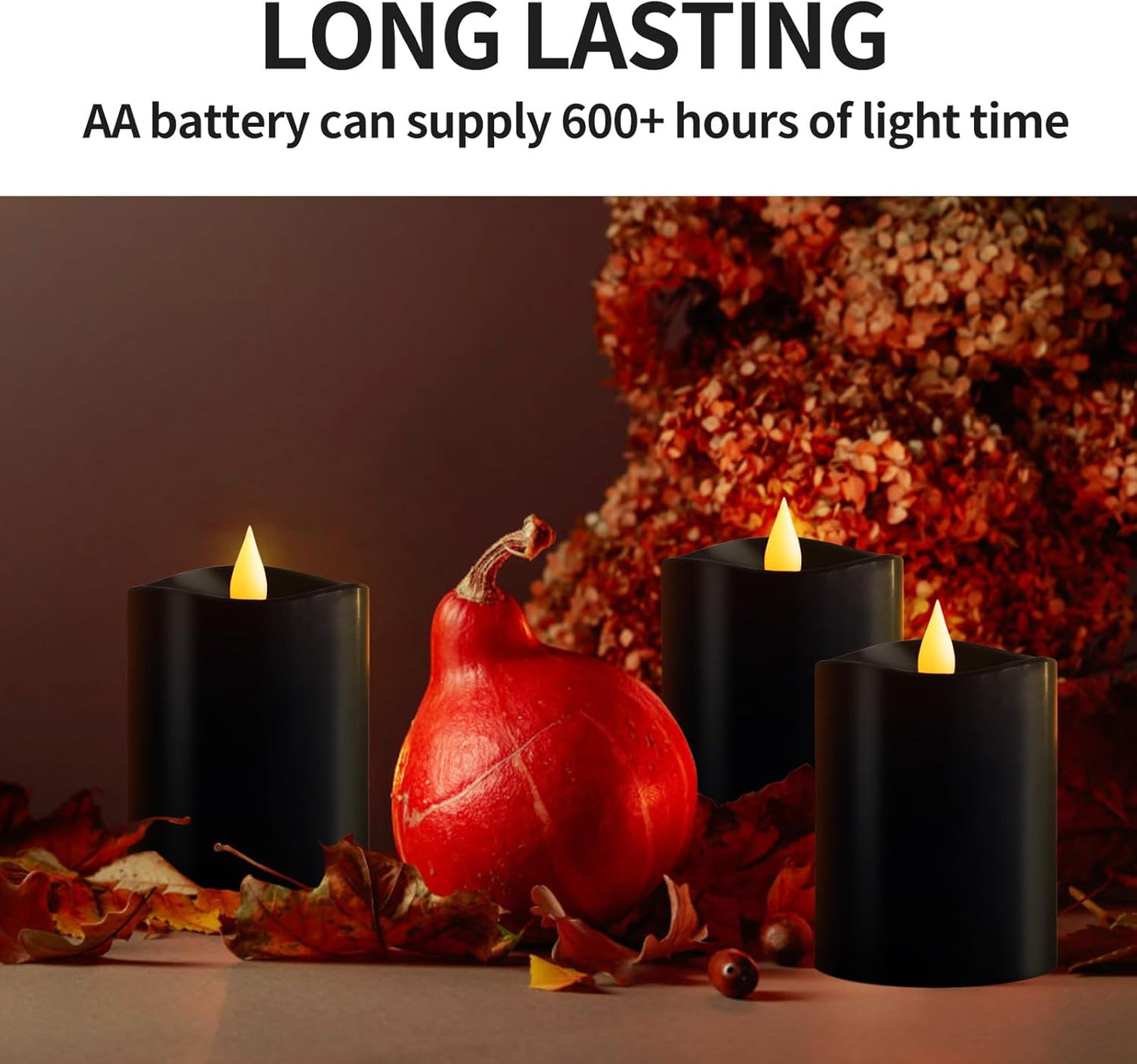 3x3 Flickering Flameless Candles Set of 2, 2AA Battery Life 600 Hours Battery Candles Flickering with Timer,3 inch Flameless Candles with Remote for Indoor/Outdoor, Ivory