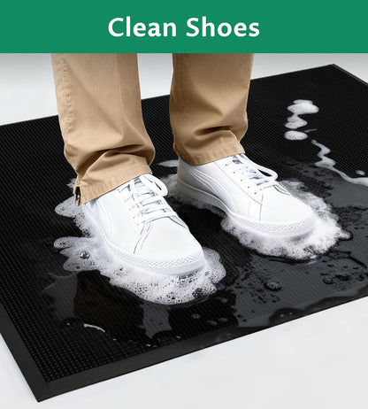 32x39 Rubber Front Door Mat Outside Entrance with Fingertip Scraper Design | Heavy Duty, Non-Slip, Dirt Trapping, Waterproof, Low-Profile, for Entryway