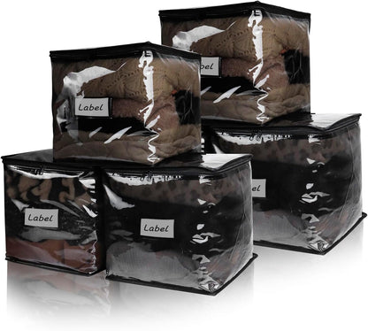 Clear Zippered Storage Bags Plastic Sweater Storage Bags with Zipper 6 Packs Clothing Organizer for Blankets Linen Sweater Bed Sheet Quilt Clothes Pillow (15.7 x 13.8 x 3.9 Inch, White)