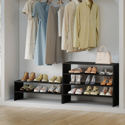 Giantex 3-in-1 Vertical Shoe Rack, 6-Tier Free Standing Shoe Storage Organizer w/Stackable Design for 18 Pairs, 31 Inch Wide Wood Shoe Shelf for Closet, Entryway, Living Room, Office, Brown