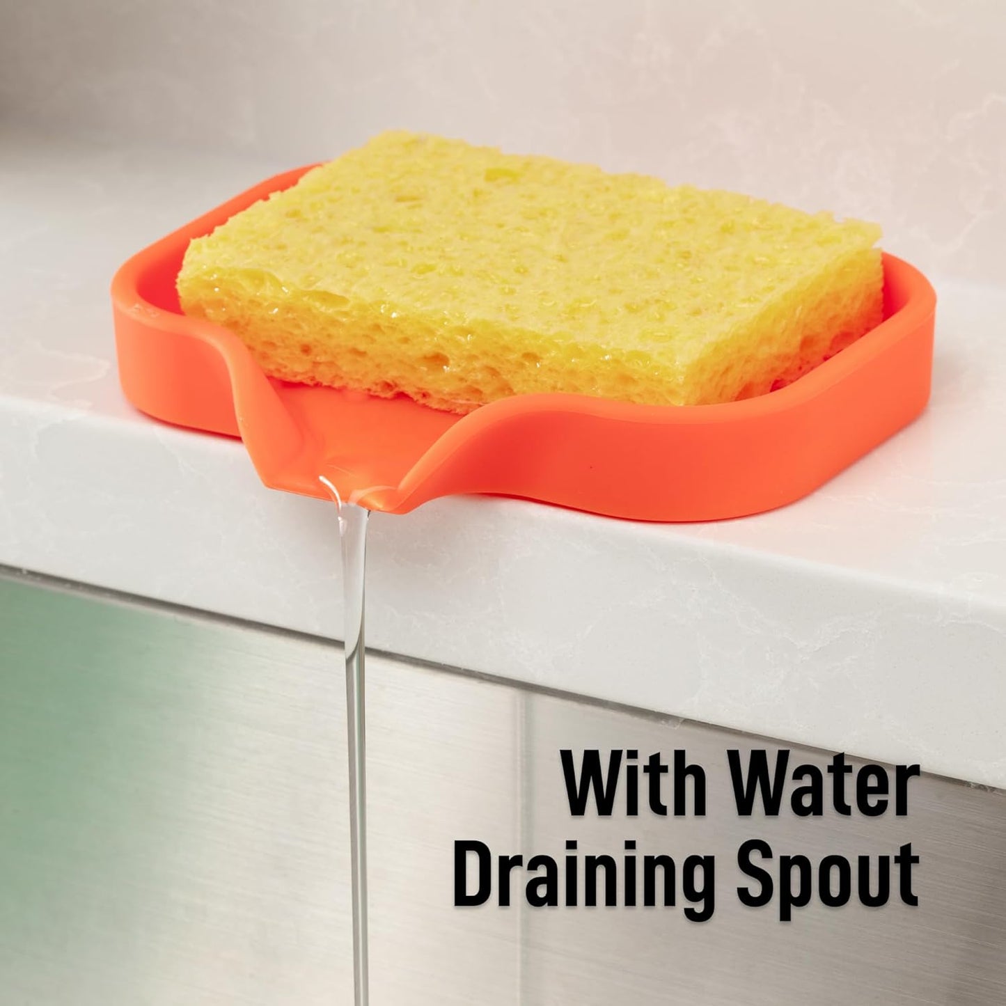 Zulay Kitchen (9x3.5in) Sponge Holder for Kitchen Sink - Flexible Heavy-Duty Multipurpose Sink Caddy - Counter Organizer for Kitchen, Bathroom, Makeup, Trinkets & More! (Grey)