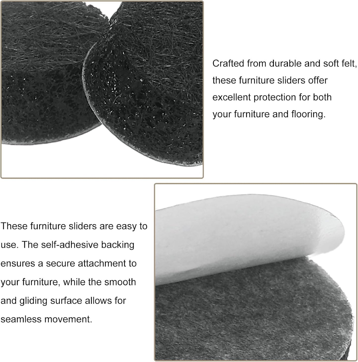 uxcell Furniture Pads, 36Pcs 0.5" - Round Self Adhesive Felt Furniture Pads, Floor Protectors for Furniture Feet Chairs Legs Hardwood Floors (Black)
