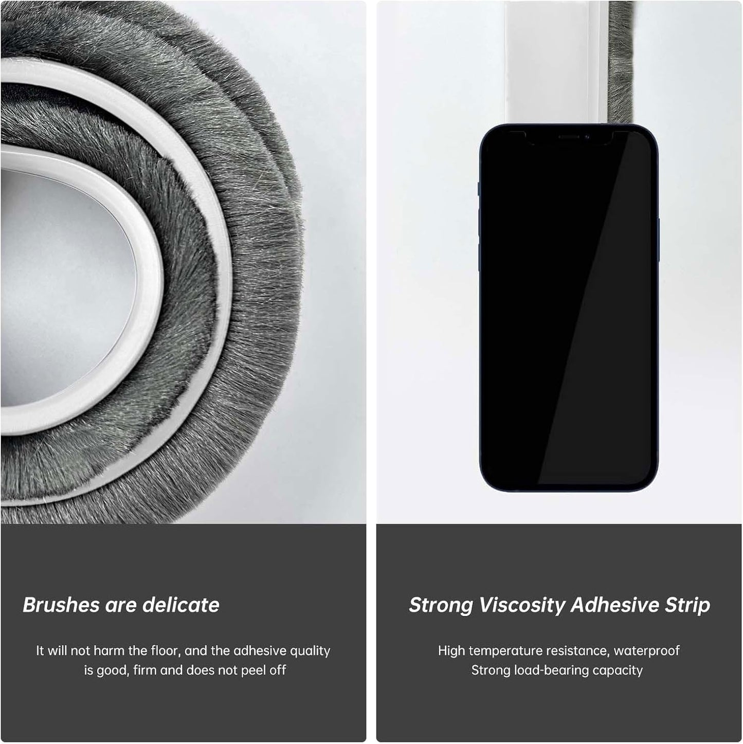 Door Sweep for Bottom of Door, Integrated Bottom Door Draft Stopper with Brush, Self-Adhesive Under Door Seal for Dust/Noise/Hot or Cold Air Insulation, Black 39.37" L/1" W