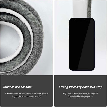 Door Sweep for Bottom of Door, Integrated Bottom Door Draft Stopper with Brush, Self-Adhesive Under Door Seal for Dust/Noise/Hot or Cold Air Insulation, Black 39.37" L/1" W