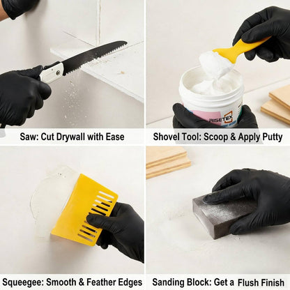 Drywall Repair Kit，34 Pcs 12x12inch Wall Patch Kit with Saw& Wood Boards，Drywall Patch Kit for Large Holes，Sheetrock Repair Kit for Cracks, Dents & Nail Holes-Quick & Easy Wall Surface Repair Solution