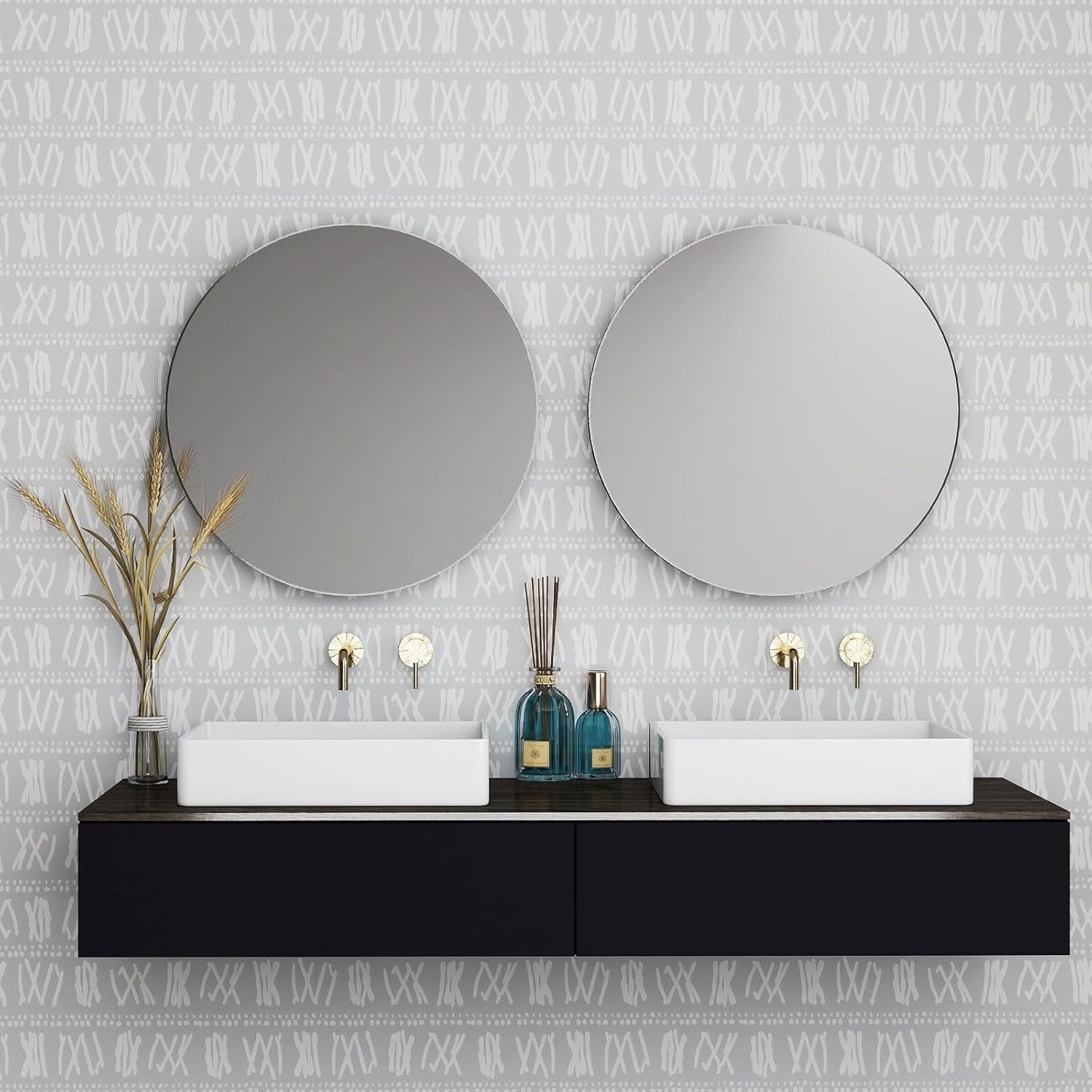 Modern Peel and Stick Wallpaper 17.3" x 80" White Wall Paper Peel and Stick Boho Birch-Twig Stripe Contact Paper Removable Self Adhesive Wallpaper for Bathroom Bedroom Shelf Cabinet Decor Vinyl