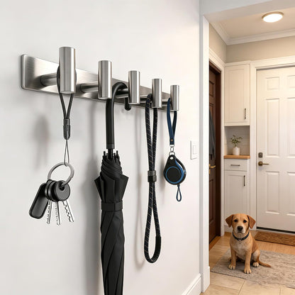 Matte Black Coat Rack Wall Mount - 6 Hooks, Heavy Duty Stainless Steel Wall Hooks for Towels, Coats, Robes, Bags, Hats, Keys, Wall Coat Hanger for Bathroom, Entryway, Kitchen, Hotel, Bedroom, Office