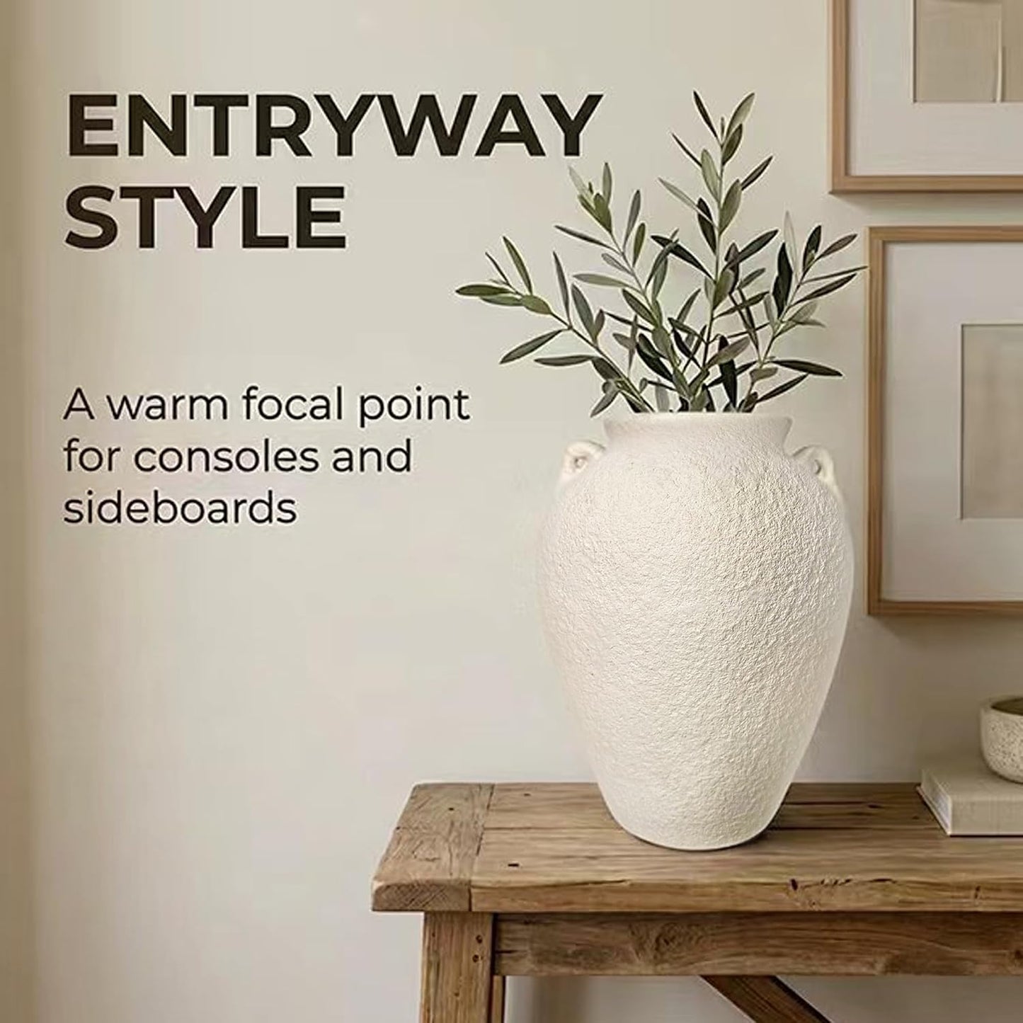 5.9" Small White Round Ceramic Vase, Coffee Table Shelf Decor