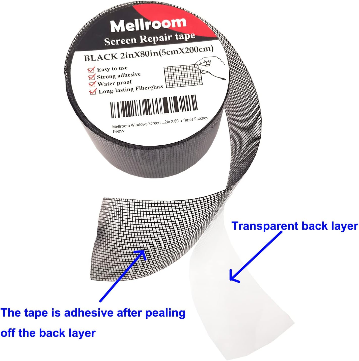 Windows Screen Repair kit Tapes, Black 2 inches X 80 inches Patches Tool, Adhesive Waterproof Fiberglass Mesh Patch Covering Fix Wire mesh Door Tears Holes