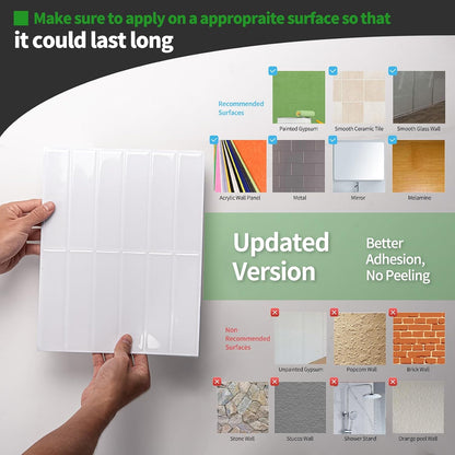 LONGKING Marble Peel and Stick Backsplash for Kitchen, 3D Adhesive Tile Backsplash for Kitchen, Bathroom, Wall Tile, 10 Sheets, 12" x 12"