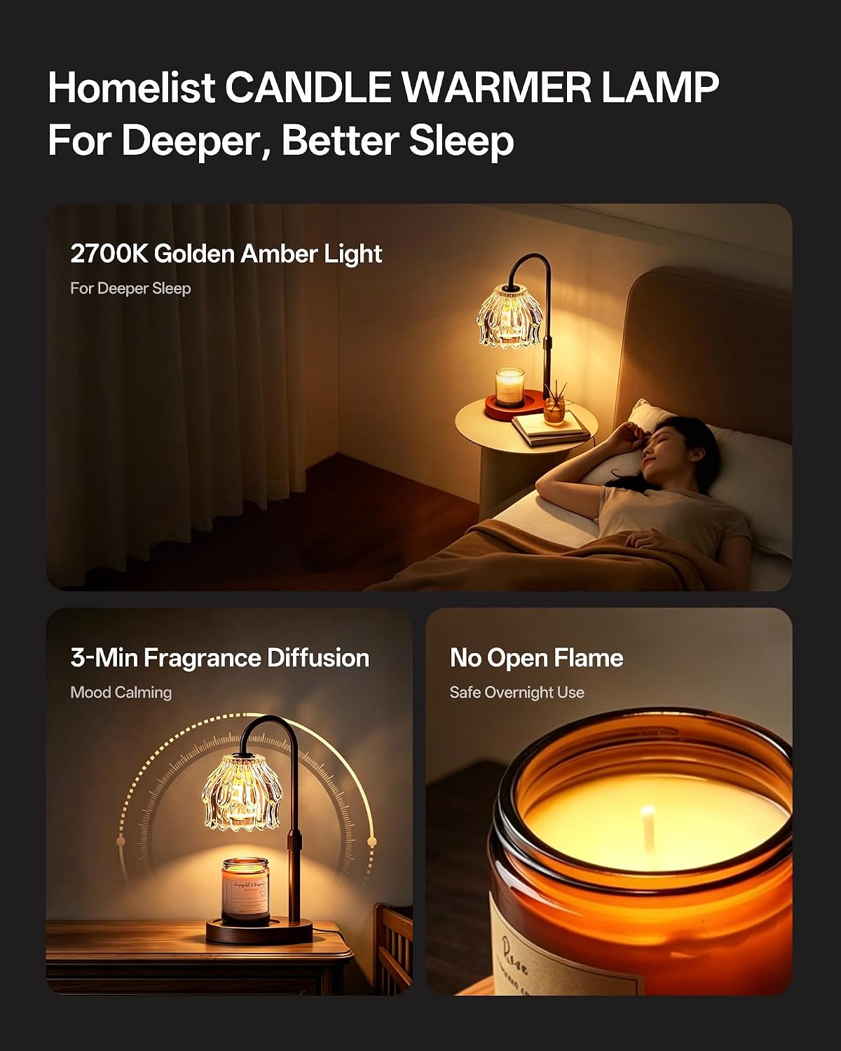 Homelist Candle Warmer Lamp with Timer Dimmer, Electric Wax Melter Warmer | Flower Adjustable Height Candle Warmer with 2 GU10 Bulbs for Women/Sister/Mom, Gifts for Birthday/Mother Day, Home Decor