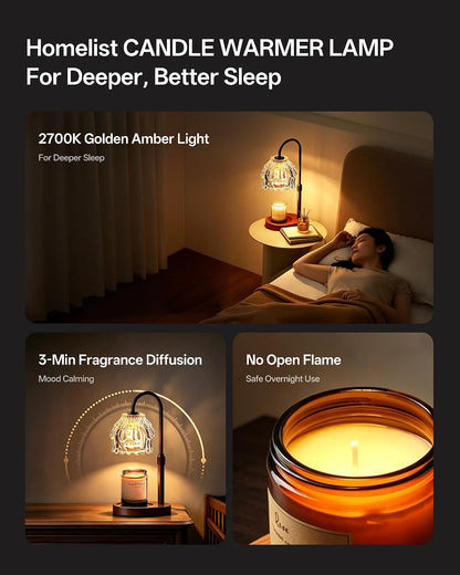 Homelist Candle Warmer Lamp with Timer Dimmer, Electric Wax Melter Warmer | Flower Adjustable Height Candle Warmer with 2 GU10 Bulbs for Women/Sister/Mom, Gifts for Birthday/Mother Day, Home Decor