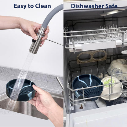 Sponge Holder for Scrub Daddy with Suction Cups and Drain Spout Kitchen Sink Caddy Organizer, Soap Dishes Holder Accessories Rack, Dishwasher Safe - 4.7"x4.7", Green