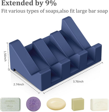 Silicone Soap Dish Set,3PCS Self Draining Soap Holder for Bar Soap | Self draining silicone soap dish with drainage,waterfall design keeps bar soap dry,extended soap holder for shower,bathroom