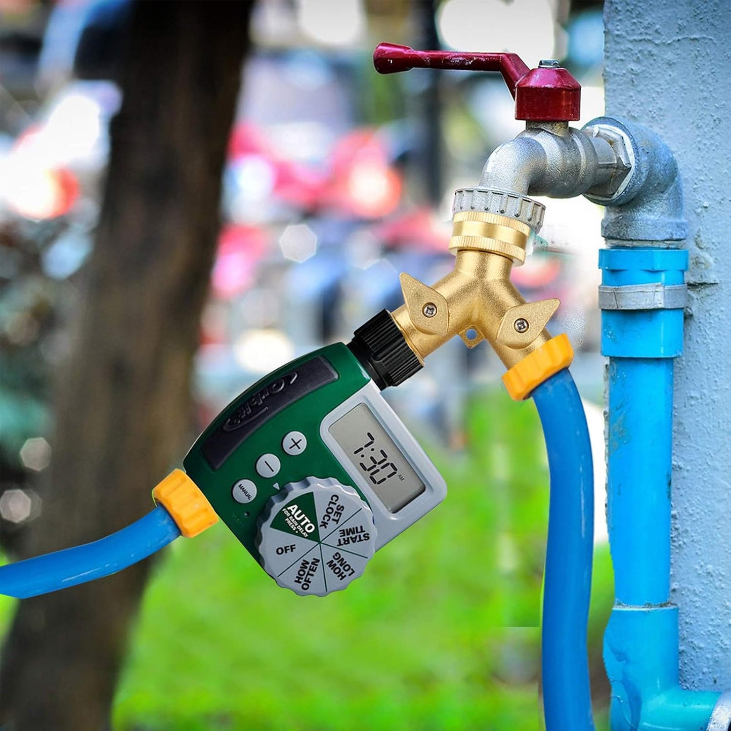 Solid Brass Hose Splitter, Garden Hose Splitter, Hose Splitter 2 Way, Garden Hose Splitter 2 Way with Shut-Off Valves for Garden Irrigation Watering Suitable for All American Thread 3/4