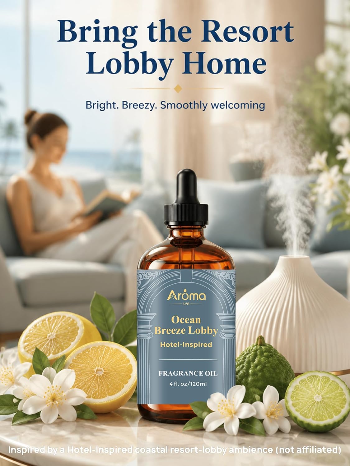 Ocean Breeze Lobby — a Hotel-Inspired Fragrance Oil that Feels Like a Coastal Resort Lobby(Not a Typical Ocean-Fresh Scent), Hotel Diffuser Oil for Home for Diffusers and Crafting