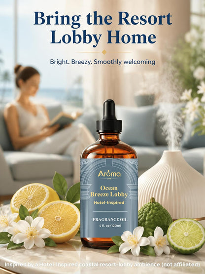 Ocean Breeze Lobby — a Hotel-Inspired Fragrance Oil that Feels Like a Coastal Resort Lobby(Not a Typical Ocean-Fresh Scent), Hotel Diffuser Oil for Home for Diffusers and Crafting