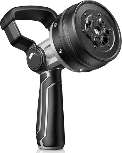 RAINPOINT Heavy Duty Fireman's Hose Nozzle, 7 Modes Water Hose Nozzle with Adjustable Flow Control, Ergonomic Grip for Garden Watering, Car Washing, Pet Bathing & Outdoor Cleaning