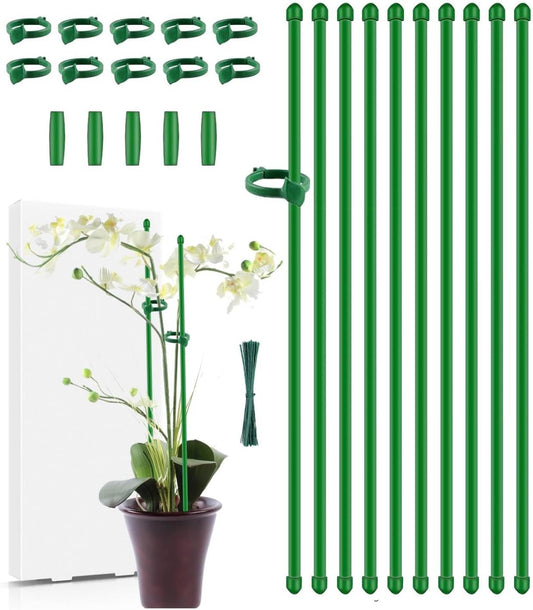 Plant Stakes,MAFONE 10Pcs 15Inch Adjustable Length Plant Support Stakes | Plant Support Orchid Sticks Extended to 2/3/4ft, Plant Sticks Support Tall for Monstera,Orchids,Tomatoes,Vines