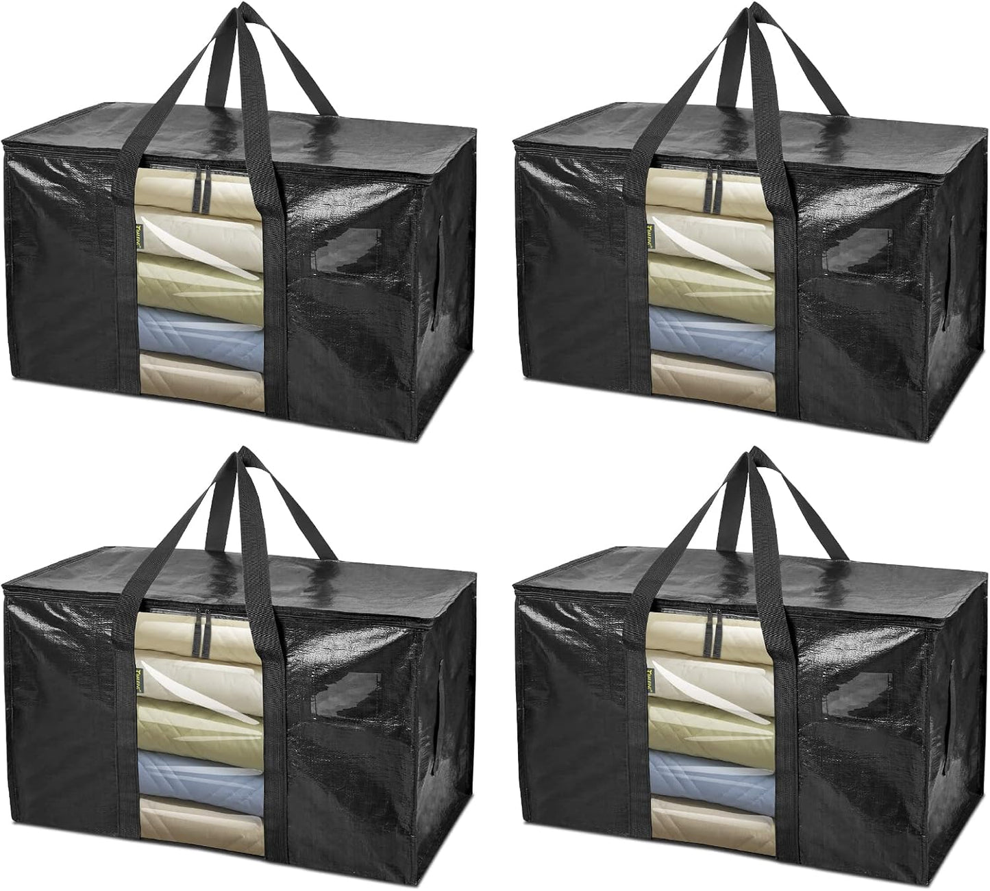 BALEINE 6-Pack Oversized Moving Bags with Reinforced Handles, Heavy-Duty Storage Tote for Clothes, Moving Supplies (Clear, 6-Pack)