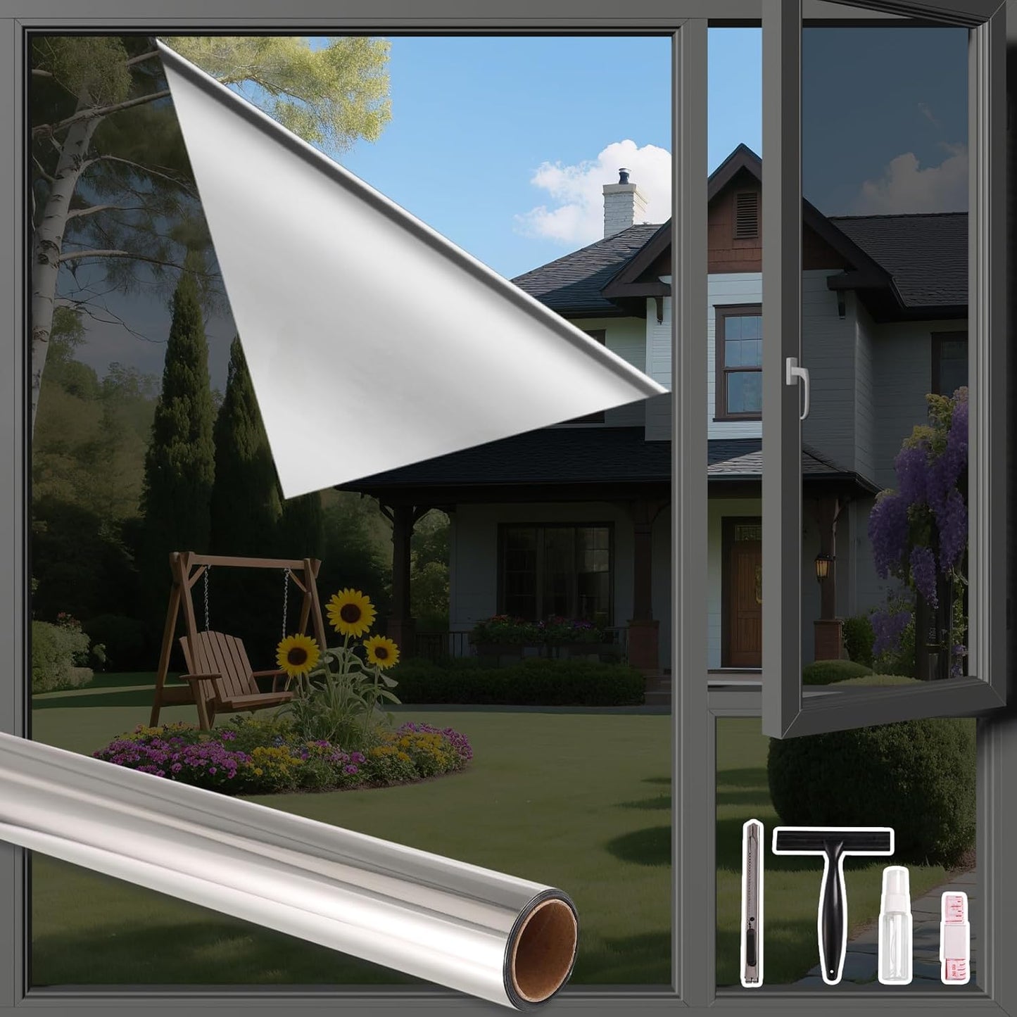 Finnez Frosted Privacy Window Film - Static Cling No Adhesive, Reusable & Easy to Remove, Decorative Glass Film for Home Bathroom Office Door, Crystal Clear 17.5 x 78.7 inches