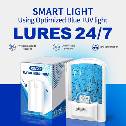 Flying Insect Trap, 2 Devices Fruit Fly Traps for Indoors with 8 Sticky Boards, Gnat Traps for House Indoor Fly Catcher with Blue UV Light, Mosquito Moth Bug Catcher for Home, Kitchen(2026 Upgrade)