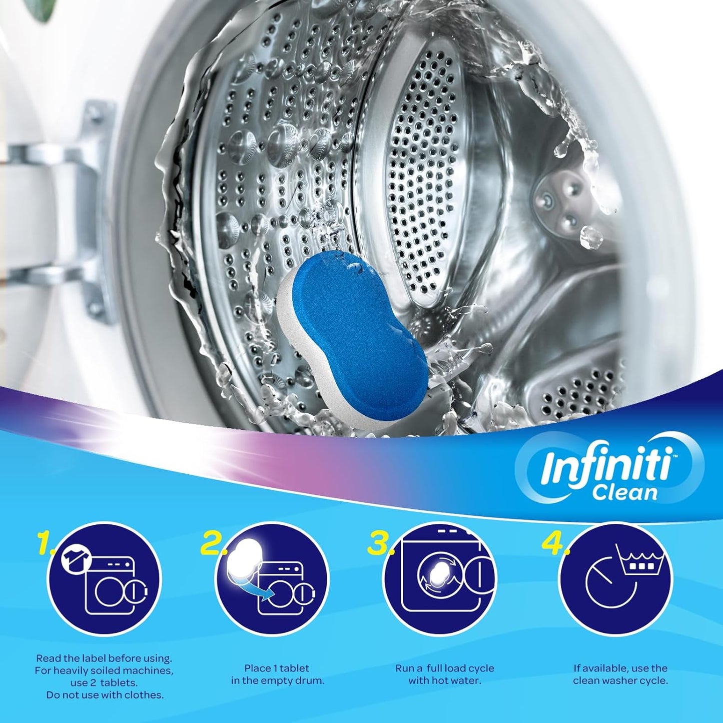 Washing Machine & Dishwasher Cleaner Tablets Bundle - 48 Pack Deep Cleaning Deodorizing Tablets - Septic Safe Limescale Remover for Top/Front Load Washers & All Dishwasher Models - HE Compatible 1 Yea