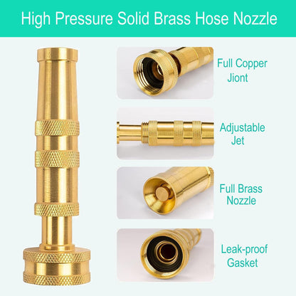 Garden Hose Nozzle, CM CUMIZON Solid Brass Heavy Duty Adjustable Twist Hose Nozzle, High Pressure Water Hose Sprayer Nozzle, 2 Pack | Heavy Duty, Adjustable Twist, High Pressure Water Sprayer