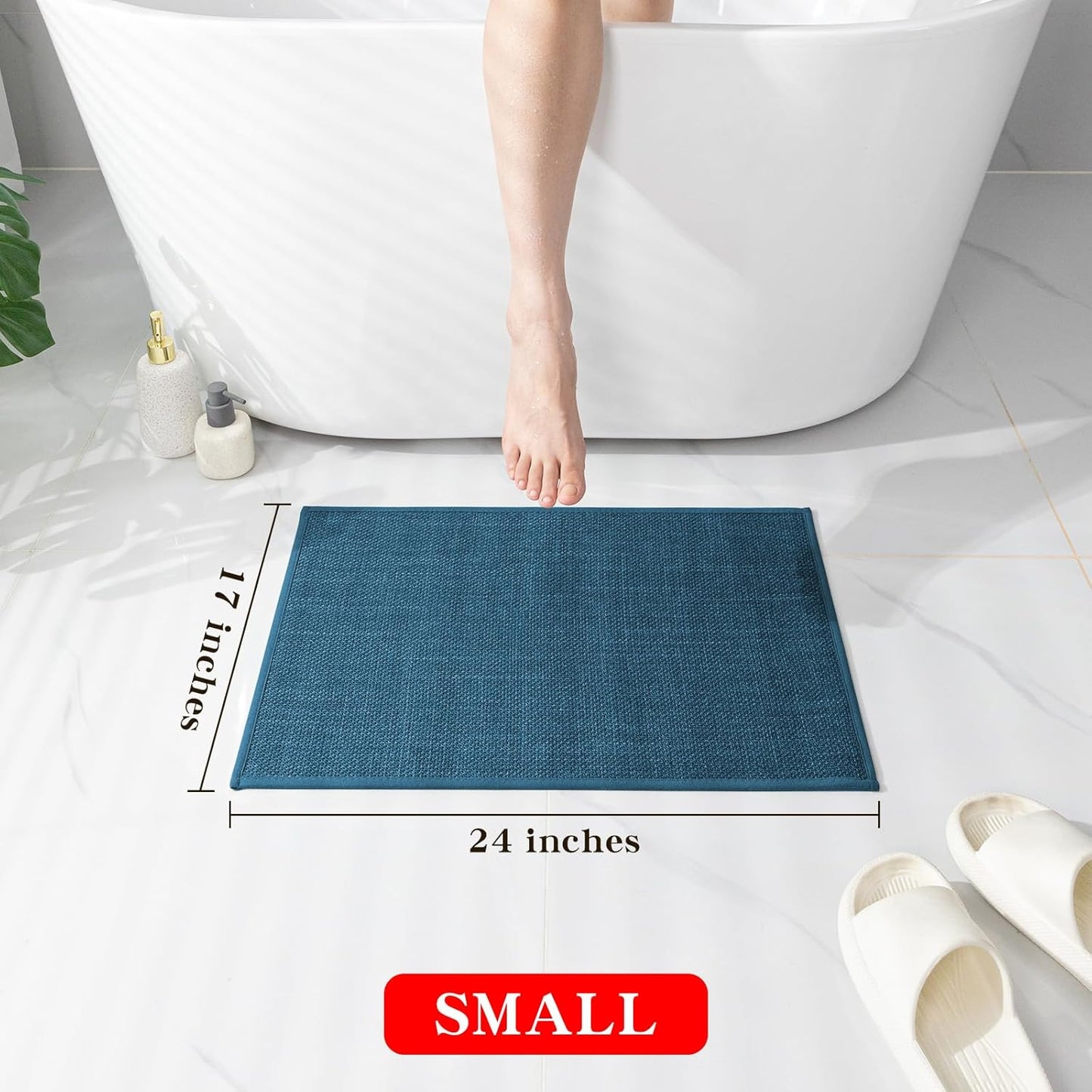 chakme Bathroom Rugs Mat 24x17, Ultra Thin Non Slip Bath Mat Small Quick Dry Absorbent Bath Mat for Bathroom Floor, (Dark Beige, 24"x17")
