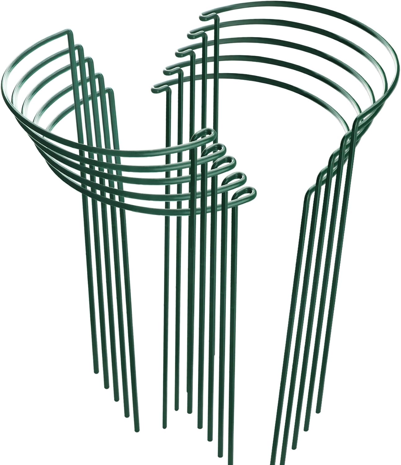 HiGift 10 Pack 24" H x 10" W Tall Plant Support Stakes, Half Round Metal Peony Cages and Supports, Monstera Plant Support Snake Plant Stake Flower Support Ring for Tomato, Hydrangea Outdoor Indoor