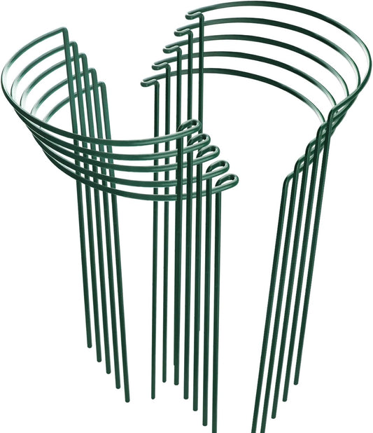 HiGift 10 Pack 24" H x 10" W Tall Plant Support Stakes, Half Round Metal Peony Cages and Supports, Monstera Plant Support Snake Plant Stake Flower Support Ring for Tomato, Hydrangea Outdoor Indoor