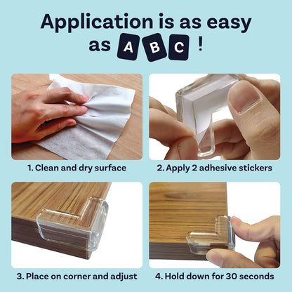 CalMyotis Corner Protector Guards - Furniture Edge Safety Bumpers - Baby Proof Bumper & Cushion to Cover Sharp Furniture & Table Edges - Clear & Transparent - (12 Pack)