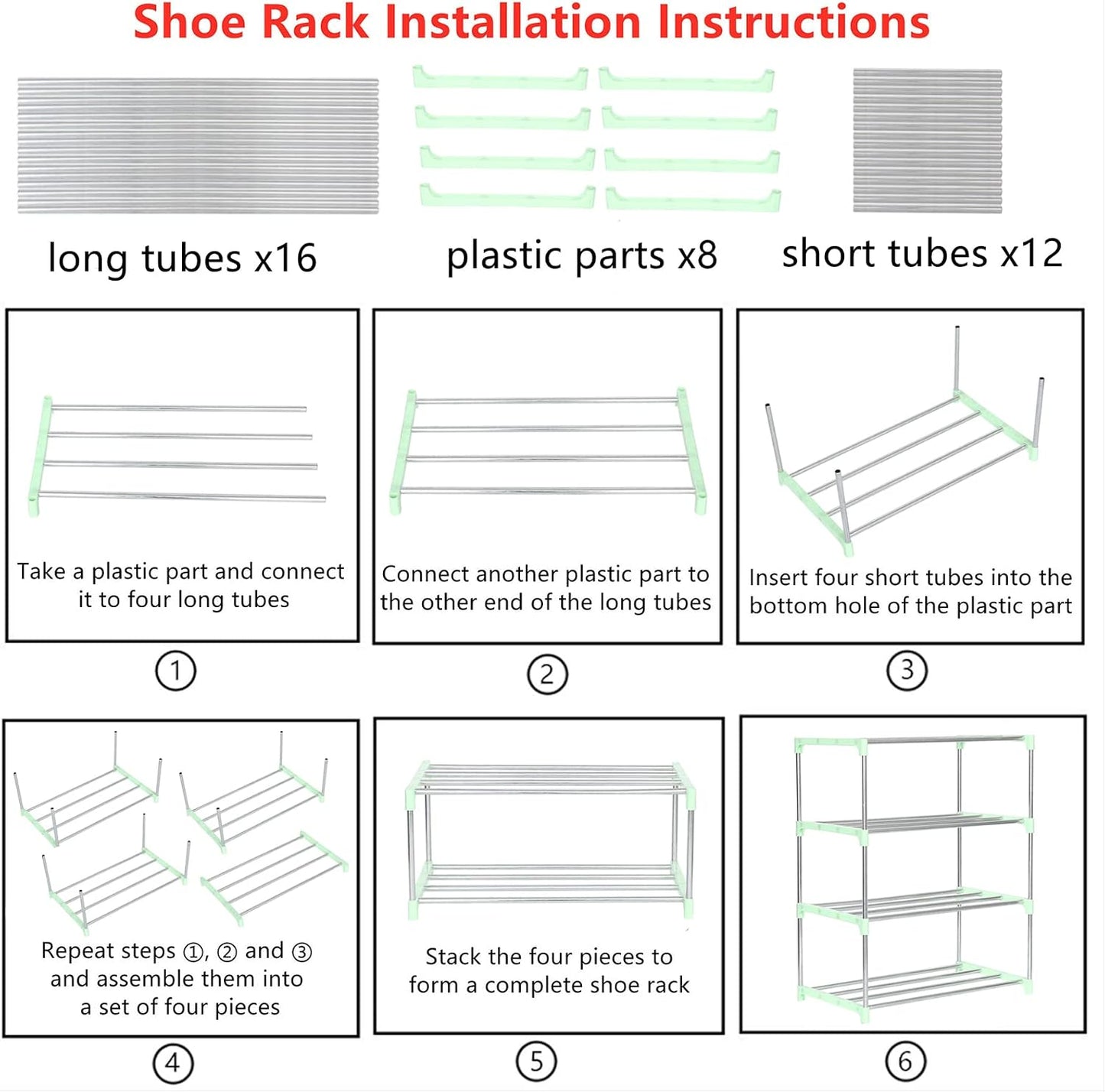 Jucaifu Stackable Small Shoe Rack, Entryway, Hallway and Closet Space Saving Storage and Organization (3-Tier, White)