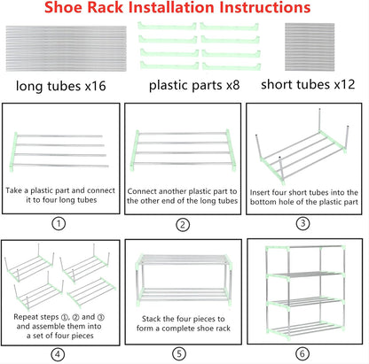 Jucaifu Stackable Small Shoe Rack, Entryway, Hallway and Closet Space Saving Storage and Organization (3-Tier, White)