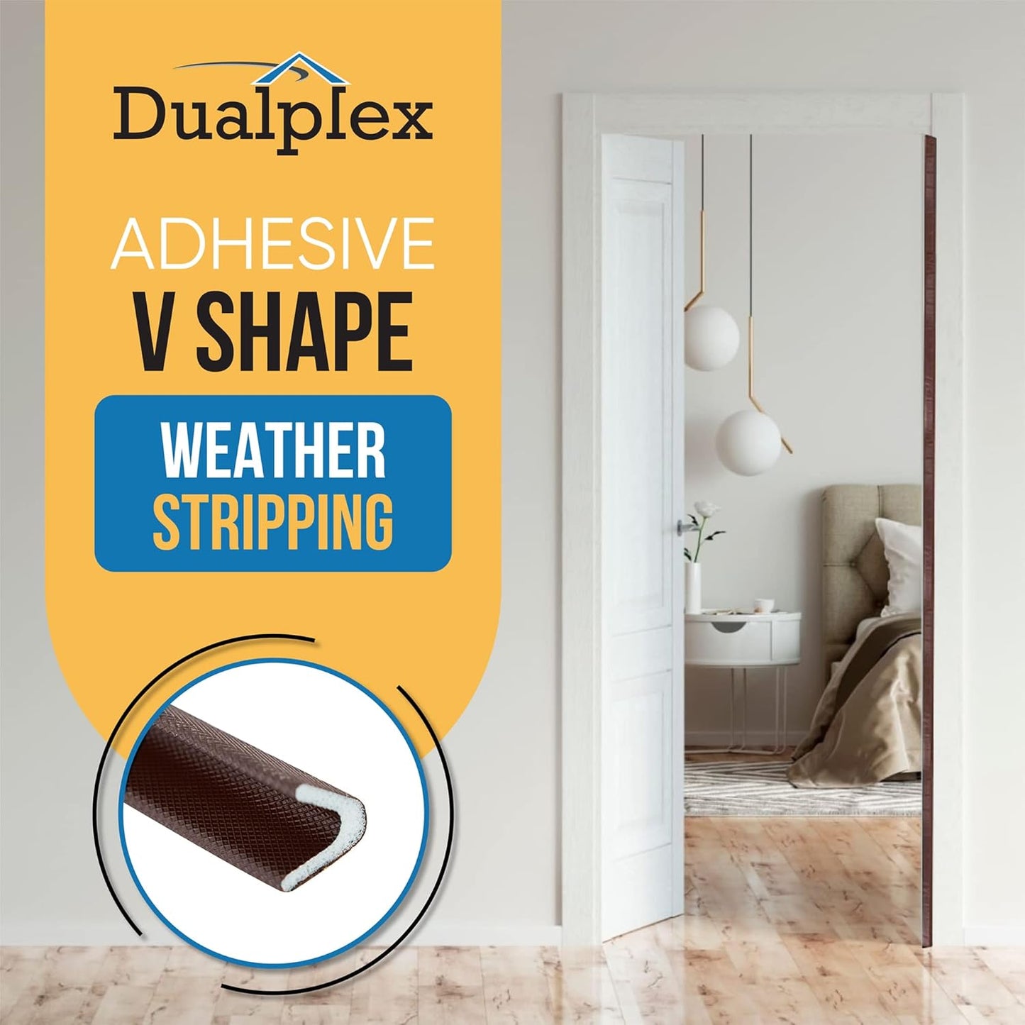 Adhesive V Shape Weatherstrip, Weather Stripping Door Seal Strip Foam Door Frame Insulation Side Jamb Bottom Groove Gap Filler Soundproof V Weatherstripping (Black, 1/2 in x 1/2 in x 26 Ft)
