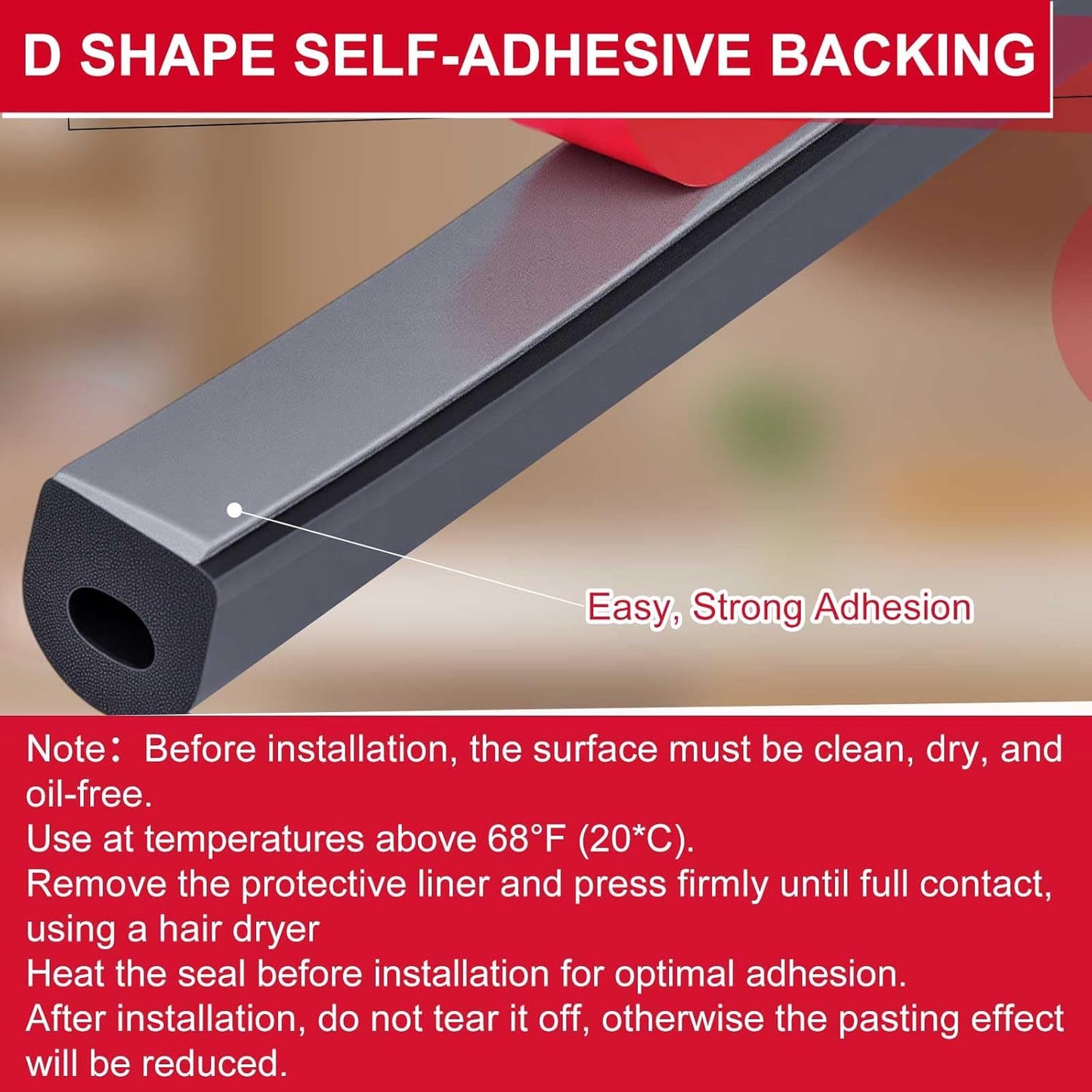 Pangda 13ft Foam Rubber D Shape Seal Strip 1" W x 0.5" H Self Adhesive EPDM Rubber Weather Stripping RV Slide Out Seal Heavy Duty Automotive Weather Stripping for Car Truck RV Boat Home