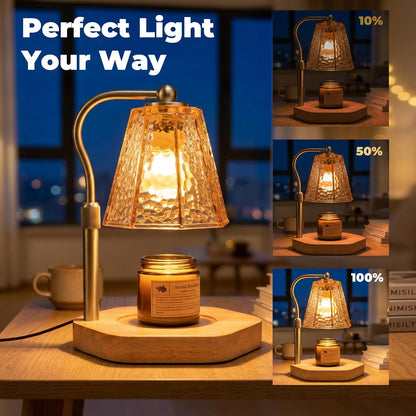 LALISU Candle Warmer Lamp with Timer and Dimmer, Vintage Electric Melter Candle with 2 Bulbs, Melter Scented Height Adjustable Compatible with Jar Candles, House Warming Gifts (Black)