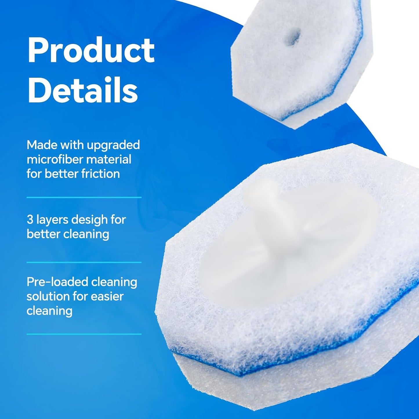 30 Toilet Bowl Refills Fits for Clorox Toilet Brush, Upgrade 3-Layer Disposable Bowl Cleaner Refills for Bathroom Cleaning, 3X Cleaning Power, No Falling Apart