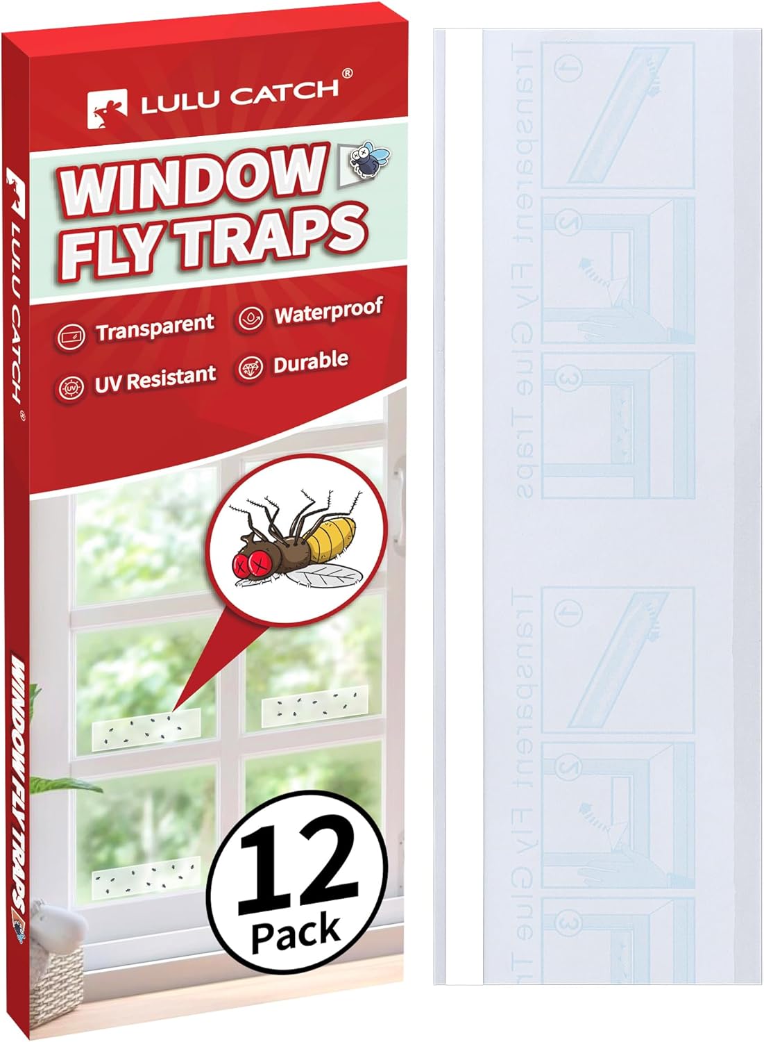 LULUCATCH Window Fly Trap, 24 Pack Fruit Fly Traps for Indoors, Sticky Gnat Trap Bug Trap, Non-Toxic Odorless Flying Insect Trap, Pet Safe Bug Catcher for Fruit Fly, Mosquitos, Fungus & Flying Insect