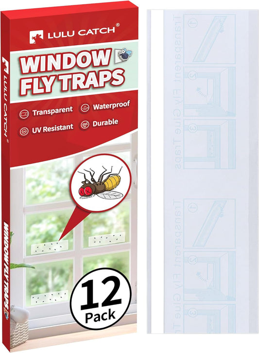 LULUCATCH Window Fly Trap, 24 Pack Fruit Fly Traps for Indoors, Sticky Gnat Trap Bug Trap, Non-Toxic Odorless Flying Insect Trap, Pet Safe Bug Catcher for Fruit Fly, Mosquitos, Fungus & Flying Insect