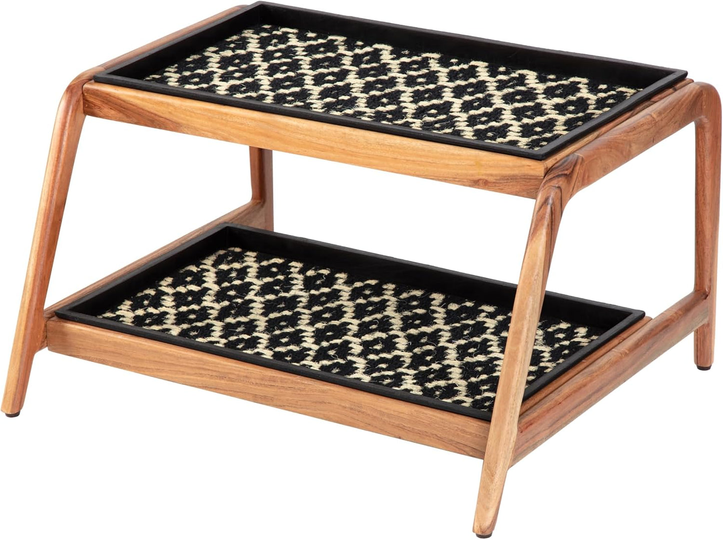 Anji Mountain Heavy Duty Waterproof Wooden Shoe Storage Mat Organizer/Boot Storage Tray Multi Use for Entryway with Coir, Tan Rectangle Embossed Insert, 1 Tier, Fits 2 Pair (26.5" Wide)