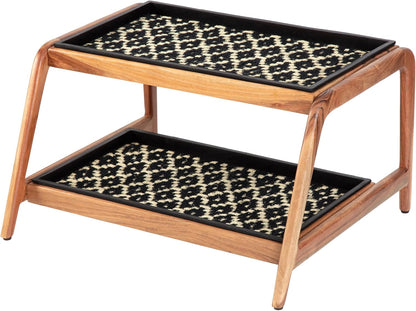 Anji Mountain Heavy Duty Waterproof Wooden Shoe Storage Mat Organizer/Boot Storage Tray Multi Use for Entryway with Coir, Tan Rectangle Embossed Insert, 1 Tier, Fits 2 Pair (26.5" Wide)